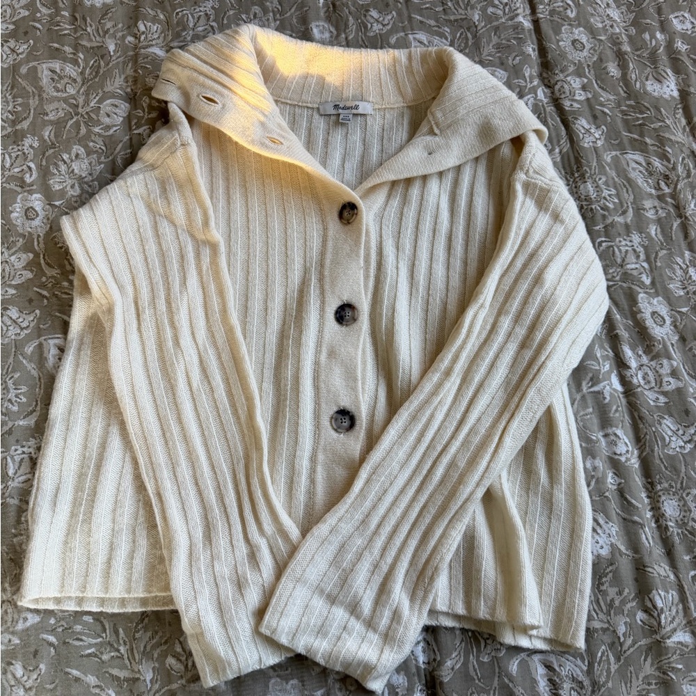 Madewell Ivory Ribbed Cardigan